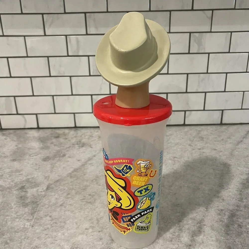 Berk State Fair Of Texas Big‎ Tex Tumbler Cup Lid Figural Novelty Vintage